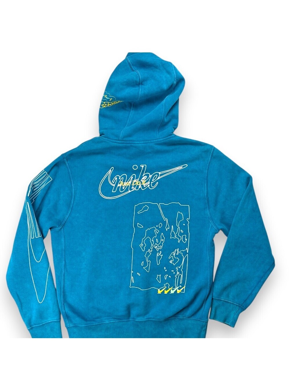 🥏 Hoodie Mens Small Blue Washed Pullover Sweatshirt Casual Streetwear Nike - Picture 5 of 14